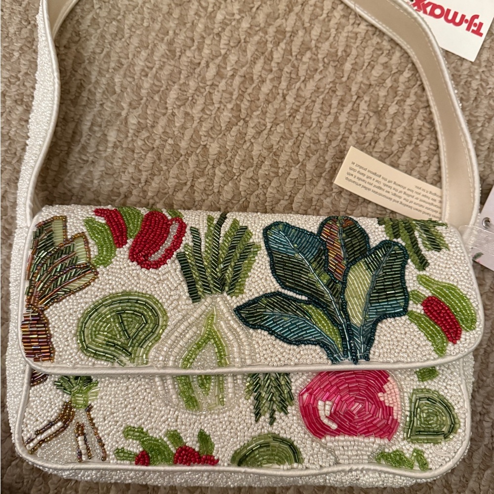 Beaded radish garden white beaded bag viral on TikTok ( made in India )